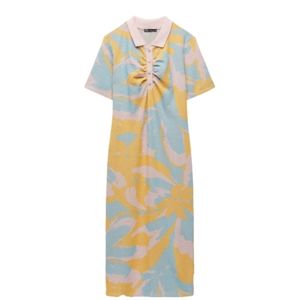 Zara Printed pastel midi dress